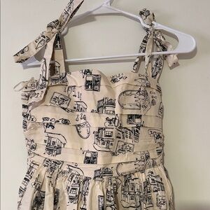 Brand new Cream Dress with Black Sketch Print